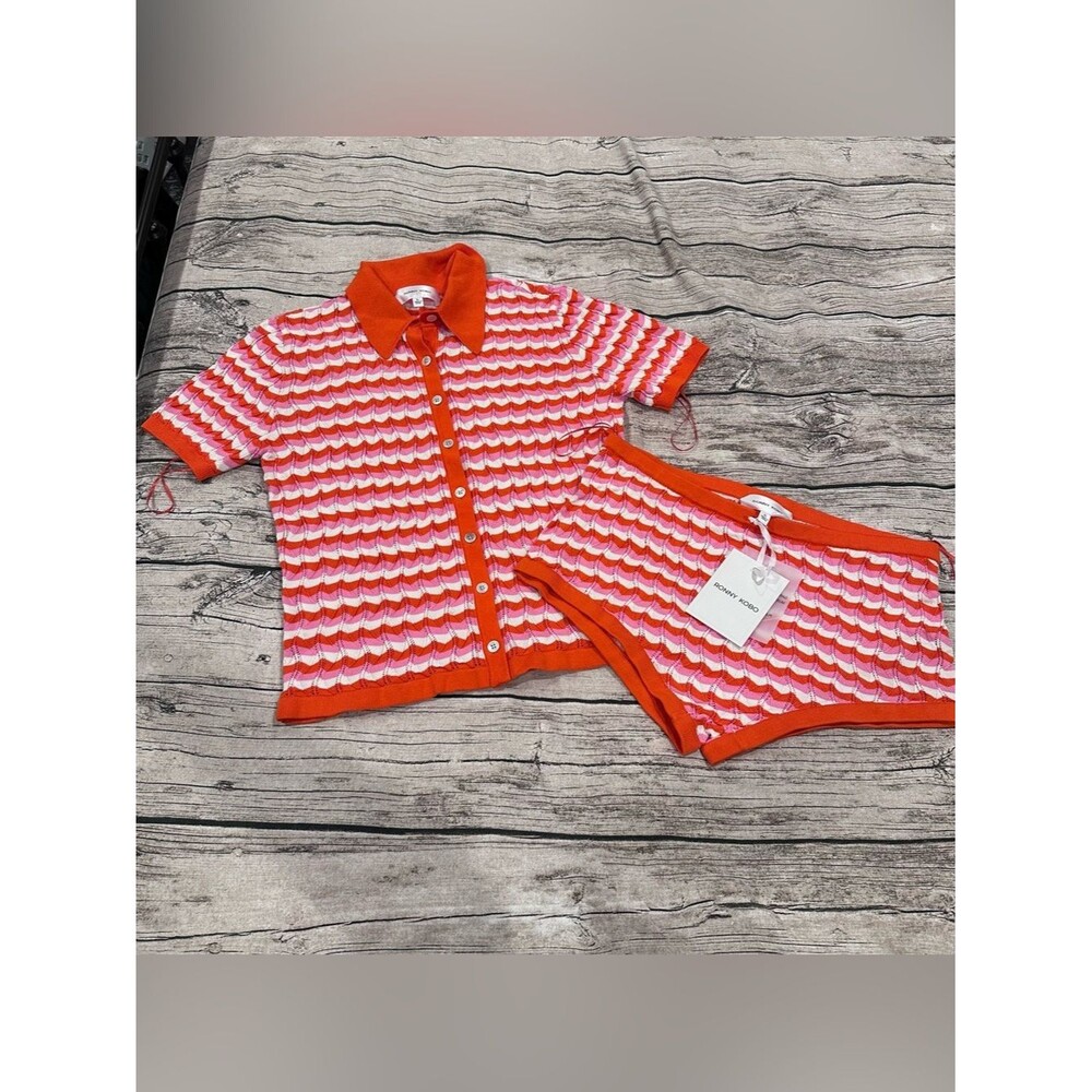 NWT Ronny Kobo Carnation Multi Tally’s Top & Palma Shorts Wave Knit Two-Piece XL - Picture 2 of 14